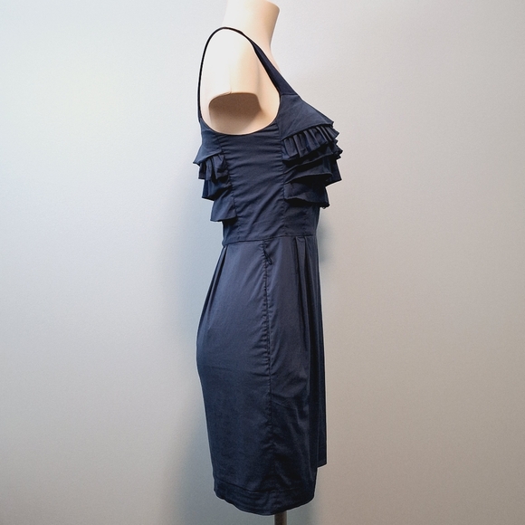 🅱️🅾️G🅾️ BCBG navy ruffles sleeveless dress - Picture 3 of 8
